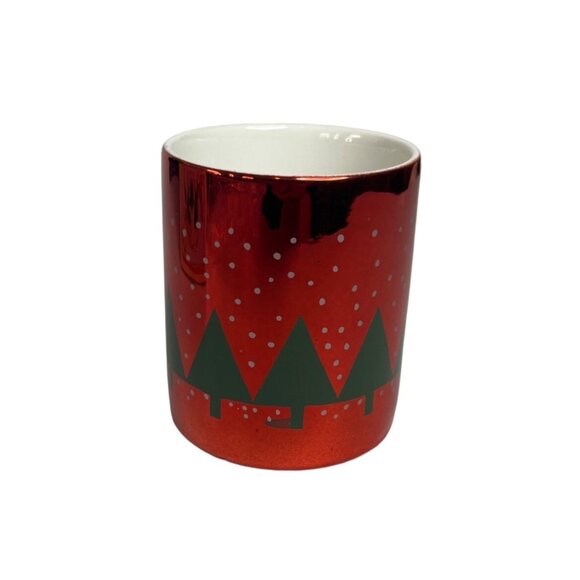 Gift Treasury Metallic Coffee Mug In Box Red Christmas Trees Gift - Picture 5 of 11